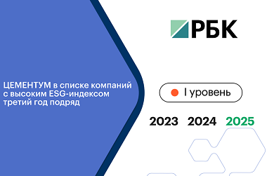 ЦЕМЕНТУМ третий год подряд в списке компаний с высоким ESG-индексом 